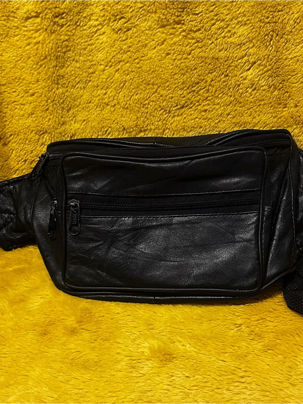 Toni Genuine Leather Fanny Pack Waist Bag Multi Pockets Black Retro Adjustable